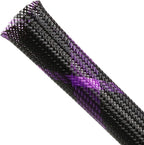 Expandable Braided Sleeving, PET Automotive Wire Loom, Flexible Cable Management for Audio Video and Other Home Device, Cord Protector from Pets (Black Purple, 1/2" x 100ft)