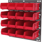 Akro-Mils 30618 Heavy Duty Wall Mount Garage Storage Steel Louvered Panel | Wall Storage Bin Hanging Organizer System for AkroBins, 18-Inch W x 19-Inch H, Grey, 4 Pack