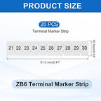 MECCANIXITY 20 Pcs Terminal Marker Strip, ZB6 Terminal Blocks Marking Labels, Nylon PA6 DIN Rail Label Tags Bar for UK2.5B UK5N Number Strips(21-30)