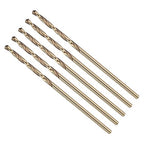 Drill Bit, #53 Cutting Diameter, 4341 HSS Gold Finish 118° Cutting Angle Number Jobber Bits - (Applications: for Drilling Soft Metal Plastic Wood), 5-Pieces