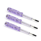 Fielect 3pcs Voltage Tester Voltage Detector Pen Circuit Tester Tool Steel Batch Slotted Test Pencil JRDB-168 AC/DC 100-500V Clear