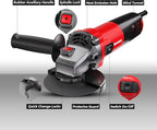 Angle Grinder, 7.5-Amp 4 1/2 inch Electric Grinder Power Tools 12000 RPM with Cutting and Grinding Wheels, Flap Disc and Auxiliary Handle for Cutting, Grinding, Polishing, M14 Thread