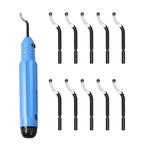 Metal Deburring Tool Kit – Precision Burr Remover Set with 10 High-Speed Steel Blades & Ergonomic Anti-Slip Handle – Ideal for Metal, Plastic, Aluminum, Copper, and Steel Edge Smoothing