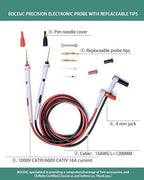 Electrical Test Leads Soft Silicone Cable Multimeter Test Probe Set with Replaceable Gold-Plated Multimeter Probes 1000V CATIII & 600V CATIV 16A for Fluke/AstroAI/INNOVA Clamp Meter