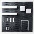 Pegboard Combination Kit, Wall Mounted Storage Set with 8 Pegboards & 32 Accessories Hanging, Black Peg Boards Organizer for Walls Display, Crafts Organization, Kitchen Organizer, 22" x 44"