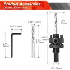 Heavy Duty Hole Saw Arbor with 5pcs Center Drill Bits, 1/2" Hex Shank Quick Change Arbor Fits 1-1/2" to 10" Hole Saws