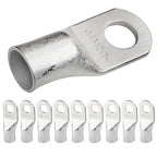 SELTERM 10pcs 4/0 AWG 1/2" Stud Tinned Copper Wire Lugs, Ring Terminals, Battery Cable Ends, 0000 Gauge Ring Terminal Connectors, UL Marine Grade Electrical Terminals