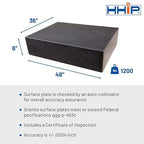 HHIP 4401-1604 Black Granite Surface Plate, Grade B, Ledge 0, 48" Length x 36" Width x 6" Height, +/0004" Accuracy, 1200 lb. Weight