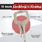 findmall 6Pcs 11 Inch Locking C Clamps with Swivel Pads Heavy Duty C-Type Locking Plier Table and Tool Vise Grip for Shop Home Farm and Automotive DIY Woodworking Welding Cabinetry Pocket Hole Joinery
