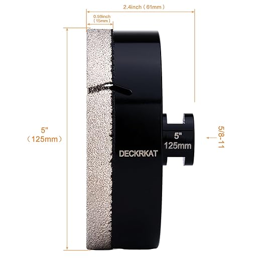 5 Inch Diamond Hole Saw, 125mm Tile Hole Saw Drill Bit Diamond Tipped for Granite Marble Ceramic Glass Porcelain Quartz Tiles Stones Countertop, Core Drill Bits with 5/8-11 Thread for Angle Grinders
