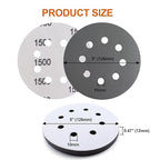 POLIWELL 5 Inch Sanding Discs 8-Hole Hook and Loop Sandpaper Wet Dry Sanding Sheets 80 to 2000 Assortment Grits 50 Pack with 5” Interface Pad for Random Orbital Sander Automotive Wood Metal Plastic