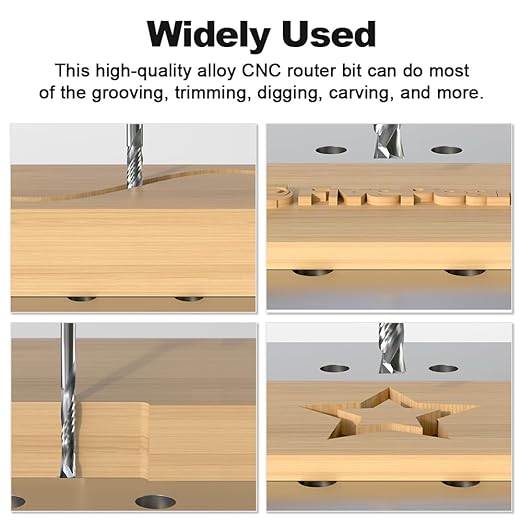 FivePears Up&Down Cut Compression Spiral Router Bit for CNC, 1/8" Cutting Diameter, 3/4" Cutting Length, 1/8 inch Shank, Carbide End Mill Router Bit for Wood Carving Engraving Grinding Grooving