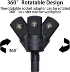 105 Degree Right Angle Drill Adapter Set, 1/4-1/2 Inch Socket Adapters, 4-in-1 Impact Grade Extension Kit with 360° Rotation for Household Workplace Industry
