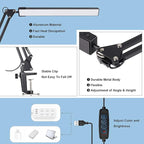 LED Desk Lamp for Home,Office,Reading,Adjustable Eye-Caring Desk Light with Clamp,Swing Arm Lamp Includes 3 Color Modes,10 Brightness Levels Table Lamps with Memory Function