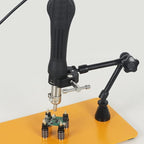 Magnetic Helping Hands Soldering Third Hand with 3X & 6X LED Magnifying Lamp, Hot Air Gun Holder,12V Solder Fume Extractor, Extra Large & Heavy Duty Base, Four Arms Solder Station for Soldering PCB