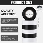 Treela 20 Rolls Electrical Tape 3/4 Inch Waterproof Vinyl Electrical Insulating Tape Flame Retardant Indoor Outdoor High Temperature Resistance Accessory for Wire and Cable(Black and White,66 ft)