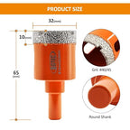 Dry Diamond Drill Bit - BGTEC 1pc 1-1/4" 32mm Hole Saw for Granite,Marble,Masonry, Concrete, Tile/Ceramic, Glass, Hard plastic,Vacuum Brazed Diamond Core Drill Bit Kit