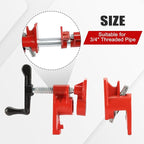 3/4" Wood Gluing Pipe Clamp Set with Unique Foot Design Red Heavy Duty Bar Clamps Cast Iron Quick Release Pipe Clamp Tools for Woodworking (8pc, 3/4" with foot)