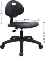Chair Master Table Height Chair/Stool-Easy to Clean! Deluxe Ergonomic Polyurethane Chair. 5" of Height Adj (15.5"-20.5") 450 lb Capacity. Automotive, Lab, Garage, Home, Office (Self Braking, Black)