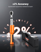 VEVOR Digital Torque Wrench 3/8" Drive, 5-99.57FT.LB(6.7-135Nm) ±2% Accuracy, Electronic Torque Wrench with Preset Mode,Vibration,Buzzer,LED Notification,Extension Bar, 1/2 Adapter, 5 Units of Measure