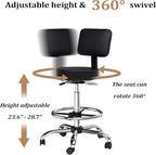 OmySalon Drafting Chair,Ergonomic Office Desk Chair with Back Support,Tall Adjustable Rolling Stool with Footrest & Thick Seat Cushion,Computer Chair for Salon Medical Spa Home Bar Kitchen, Black