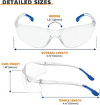 Clear Safety Glasses 24pk, Protective Eyewear UV Protection ANSI Z87.1, Safety Goggles Scratch& Impact Resistant Eye Protection for Men Women Work Construction Lab Clear& Blue Frame