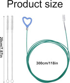 Sunroof Drain Cleaning Tool, 118in Long Wire Pipe Cleaner with 2 Straight Flexible Cleaning Brushes Heart Handle Design Drain Snake Unclogger Hole Cleaner for Auto Car Sunroof Wiper