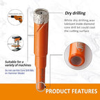 Dry Diamond Drill Bit Set,BGTEC 2pcs 3/8" 10mm Hole Saw for Granite,Marble,Masonry, Concrete, Tile/Ceramic, Glass, Hard Plastic,Vacuum Brazed Diamond Core Drill Bit Kit