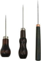 safycaby 3 Pack Scratch Awl Tool Gourd Shape Wooden Handle Awl Pin Punching for Leather Punch Crafts Repair Footwear Sewing Crochet DIY Hand Sewing