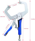 JANNO 2PCS 11Inch Locking Metal Face Clamps, Pocket Hole Jig Clamp with Adjustable Flat Swivel Pad, Vice Grip Clamps with Pocket Hole Jig Kit For Woodworking, Welding, Pocket Hole Joinery