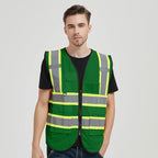 Safety Vest Customize Logo with 5 Pockets & Zipper Reflective High Visibility Vest Class 2 Outdoor Workwear
