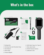 HF256 Thermal Imaging Camera, 256 x 192 IR Resolution, Super Resolution 320 x 240 Therma Camera, 3.2" LCD Screen, 25 Hz Frame Rate, High/Low-Temperature Alarm, 16 GB Storage Infrared Camera