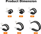 HARFINGTON 82pcs 304 Stainless Steel Cable Clamps 3/8"-1-3/4" Rubber Cushioned Insulated Clamp Metal Loop Pipe Clamp for Tube Pipe Wire Cord Installation