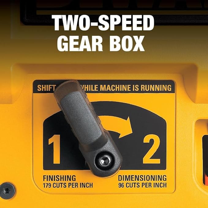 DEWALT Planer, Thickness Planer, 13-Inch, 3 Knife for Larger Cuts, Two Speed 20,000 RPM Motor, Corded (DW735)