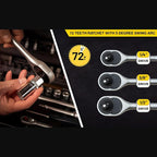 Socket Wrench, 3/8 Drive Ratchet Socket Wrench Dual Drive Ratchet Handles Wrenches with Soft Grip Locking Handle E-2203E