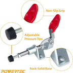 POWERTEC 2PK Toggle Clamp, 100lbs Holding Capacity, 301A Quick Release Push Pull Clamp for Woodworking Jigs and Fixtures, Pocket Hole Jigs, Welding, Crosscut Sled, CNC (20323)