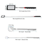 2PCS Telescopic Inspection Mirror, LED Telescopic Inspection Mirror,Portable Round 360 Degree Rotating Inspection Mirror Flashlight and Round/Square Inspection Mirror