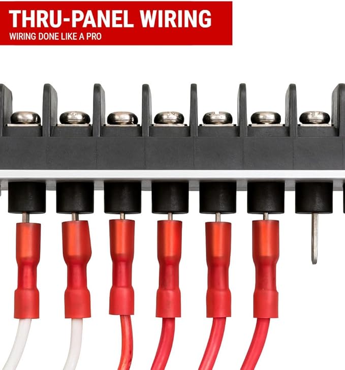 MGI SpeedWare Single Row Screw Terminal Junction Block 300V/20A, Through-Panel Barrier Strip 2-Pack (8 Screw)