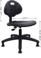Chair Master Table Height Chair/Stool-Easy to Clean! Deluxe Ergonomic Polyurethane Chair. 5" of Height Adj (15.5"-20.5") 450 lb Capacity. Automotive, Lab, Garage, Home, Office (Glides, Black)