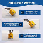 HIGHDRIL Multi Angle Measuring Ruler 5-Hole Drill Locator & Diamond Drill Bit Kit Triangle Shank for Porcelain Tile Ceramic Marble Brick Vacuum Brazed Hole Saw(6/8/10/20/25/28/32/35/45/50/65mm)
