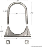 3 Inch Stainless Steel Heavy Duty U-Bolt Exhaust Muffer Clamp (76mm), Saddle Design with Reinforced Ribs