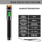 Visual Fault Locator,30-50KM Fiber Optic Cable Tester Meter, VFL Red Light Pen Light Source Testers(Black)