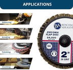 Benchmark Abrasives 2" Quick Change Zirconia Flap Disc Grinding Wheel with Male R-Type Back Design - Cleaning Finishing Deburring of Irregular Surfaces - for Die Grinder & More (10 Pack) 36 Grit