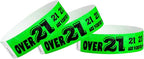 500 WristCo Over 21 Green - Tyvek Wristbands for Events - ¾” x 10” - Waterproof Recyclable Comfortable Tear Resistant Paper Bracelets Wrist Bands for Concerts Festivals Admission Party