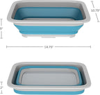 Set of 2 Multipurpose Wash Bins – 10-Liter Basins for Camping, Parties, or Cleaning – Collapsible Bucket Set by Wakeman (Blue)