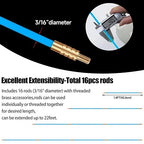 32.2FT Fiberglass Running Electrical Wire Cable Glow Rods Wire Pulling, Fish Rods Electrical Kit with 6 Different Attachments and Fish Tape Wire Puller Kit (32, Blue)