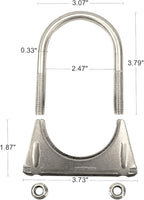 Heavy Duty 2.25" Exhaust U-Bolt Clamp 2 1/4 Inch Stainless Exhaust Clamp