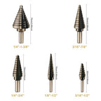 Aleric Step Drill Bit Set - 5 Pcs High Speed Steel Titanium Step Drill Bits, Step Bits for Metal,Wood,Plastic, Step Bit, Multiple Size Hole Cutting Drilling Cone Unibit Step Drill Bit for DIY Lovers