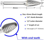 Carbide Burr Set 1/4" Shank SF-5 Die Grinder Bits Tungsten Double Cut Burr Bits (1/2" Cutter Dia X 1" Cutter Length) for Die Grinder Kits Metal Grinding Drilling Polishing (5pcs)