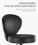 PVC Faux Leather Drafting Chair Rolling Swivel Salon Stool Seat Adjustable Height 30 Inch with Back Support Foot Rest Hydraulic Wide Seat Diameter 15 in for Tattoo Beauty Barber Lash